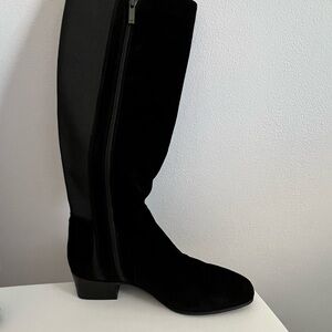 Aquatalia Boots Knee High Suede Leather Black Size 8.5